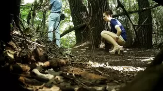 woman peeing outdoors