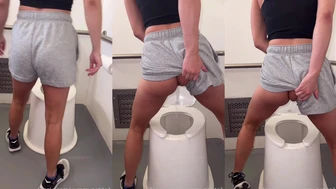 littlethicklily - Standing pee in a public restroom before a...