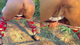 HotPissingWifey - My first piss out in the woods