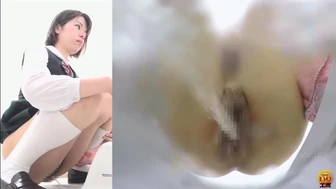 EE-238 03 Japanese style toilet voyeur: laser beam pee axis slamming in the toilet tank! School girls edition. VOL. 2