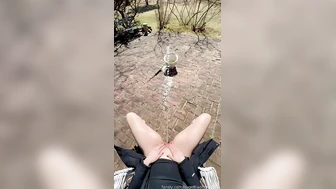 HugeBladderQueen - Sunning my pussy as I try to piss in a new receptacle!