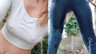 Seductivewifey1 - Quick desperation and wetting outside. Initially trying so hard to