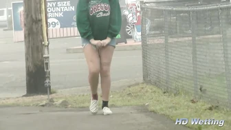 Desperately Wetting Her Shorts in Public
