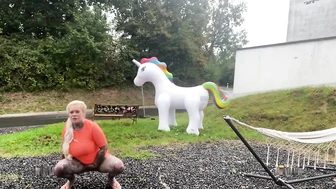 Steffiblond - pissed in front of the VILLA | BE A UNICORN UNIQUE & CHARMING