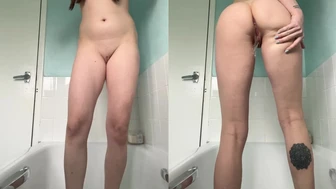 wetariel - Desperation Wetting – Standing Pee Close Up in Bathroom
