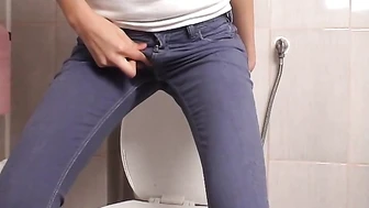 Natalie - After A Long Phone Call Natalie Wets Her Purple Jeans
