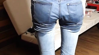 Natalie - Watching TV Natalie Is Pissing Her Jeans Deliberately