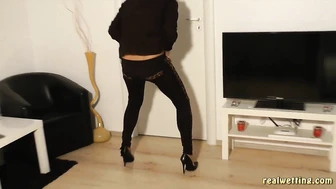 Erica - Erica Drenches Her Animal Print Pants In Piss