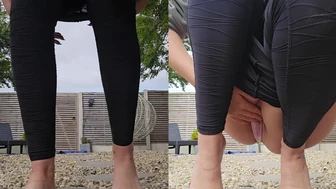 Waterbabe - Garden pee bare foot i almost couldn't hold it