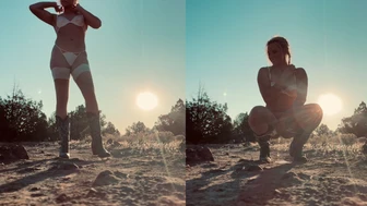 BaileyBrews - Cowgirl boots Honey Birdette lingerie Sunset over the canyon